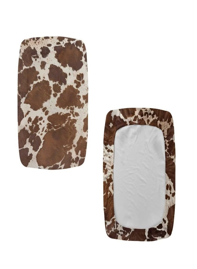 Talayituse Brown Cow Print Stool Covers Square Stretch Rectangle Bar Stool Covers Jacquard Vanity Stool Cover with Elastic Stool Seat Protector for Bathroom, 2 Pack - Image 2